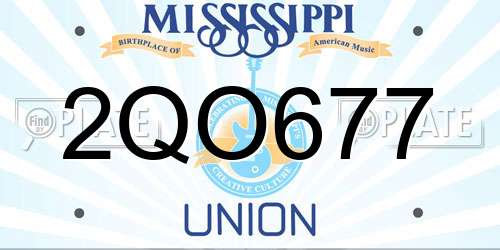 2QO677 Mississippi License Plate