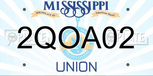 2QOA02 Mississippi License Plate