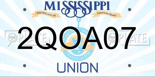 2QOA07 Mississippi License Plate