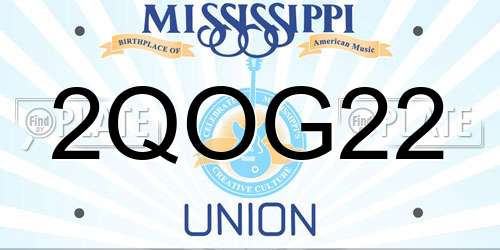 2QOG22 Mississippi License Plate