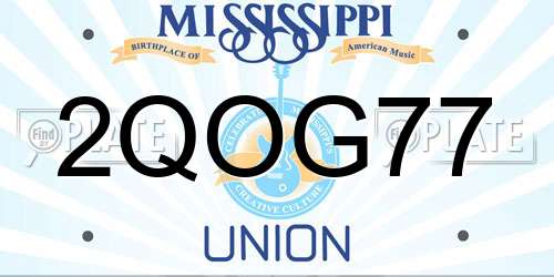 2QOG77 Mississippi License Plate