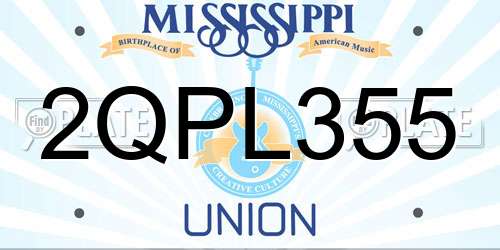2QPL355 Mississippi License Plate