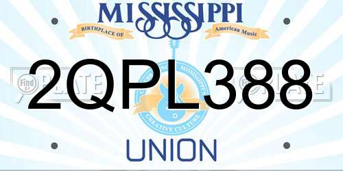 2QPL388 Mississippi License Plate
