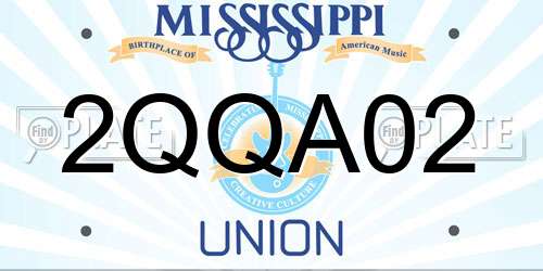 2QQA02 Mississippi License Plate