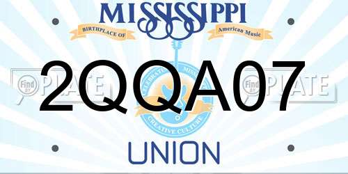 2QQA07 Mississippi License Plate