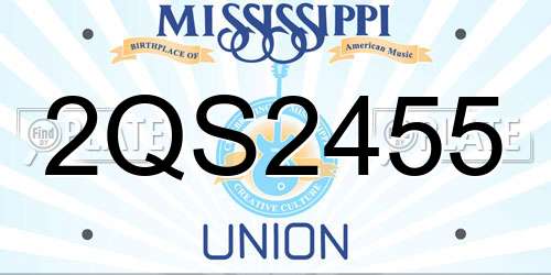 2QS2455 Mississippi License Plate