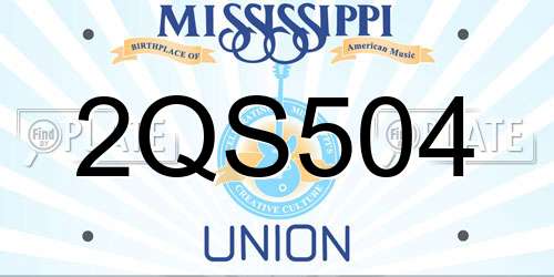 2QS504 Mississippi License Plate