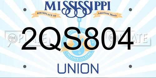 2QS804 Mississippi License Plate