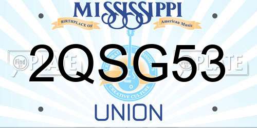 2QSG53 Mississippi License Plate