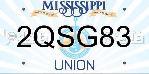 2QSG83 Mississippi License Plate