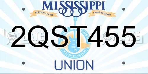 2QST455 Mississippi License Plate