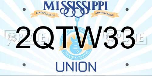 2QTW33 Mississippi License Plate