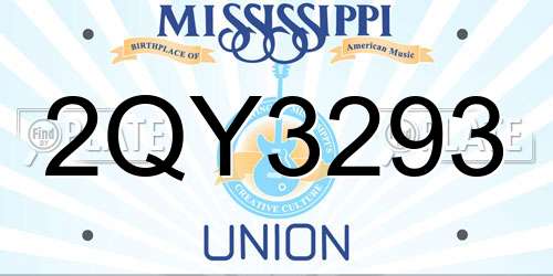 2QY3293 Mississippi License Plate