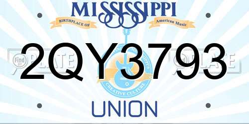 2QY3793 Mississippi License Plate
