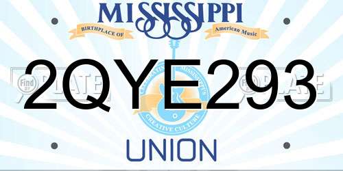 2QYE293 Mississippi License Plate
