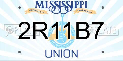 2R11B7 Mississippi License Plate