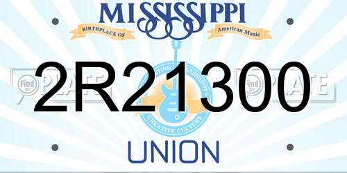 2R21300 Mississippi License Plate