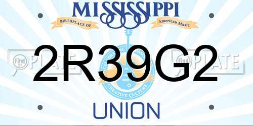 2R39G2 Mississippi License Plate