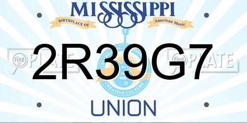 2R39G7 Mississippi License Plate