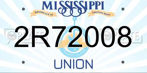 2R72008 Mississippi License Plate
