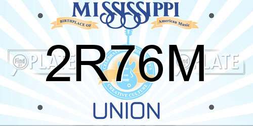 2R76M Mississippi License Plate
