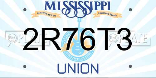 2R76T3 Mississippi License Plate