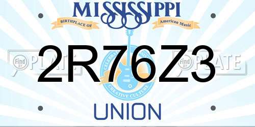 2R76Z3 Mississippi License Plate