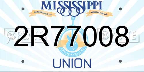 2R77008 Mississippi License Plate