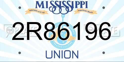 2R86196 Mississippi License Plate