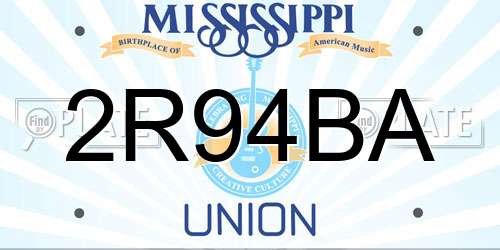 2R94BA Mississippi License Plate