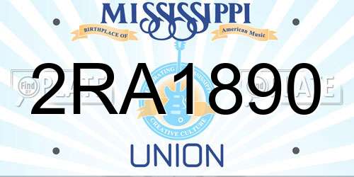 2RA1890 Mississippi License Plate