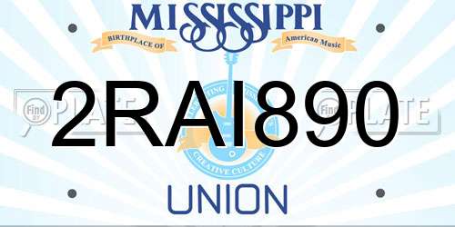 2RAI890 Mississippi License Plate