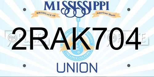 2RAK704 Mississippi License Plate