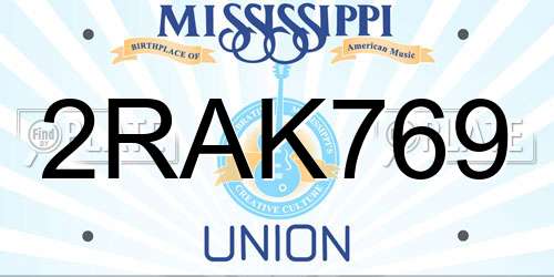 2RAK769 Mississippi License Plate