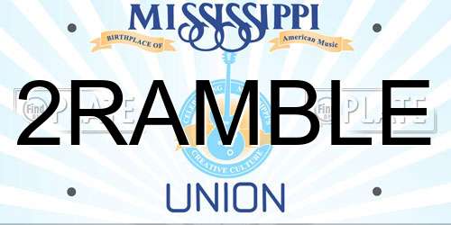2RAMBLE Mississippi License Plate