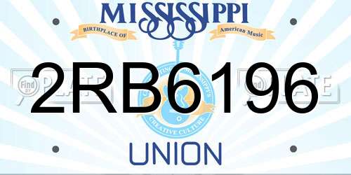 2RB6196 Mississippi License Plate