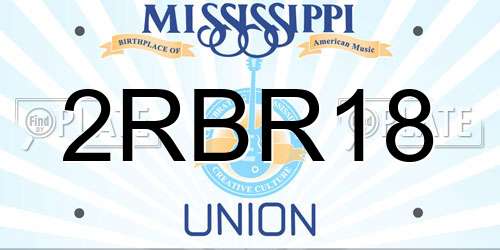 2RBR18 Mississippi License Plate