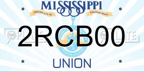 2RCB00 Mississippi License Plate