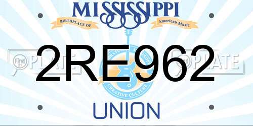 2RE962 Mississippi License Plate