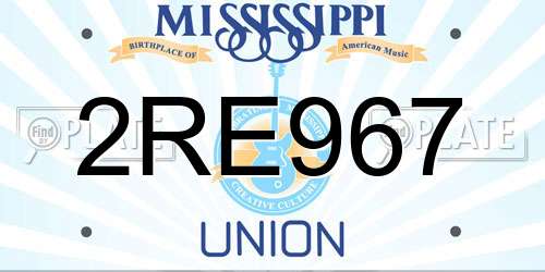 2RE967 Mississippi License Plate