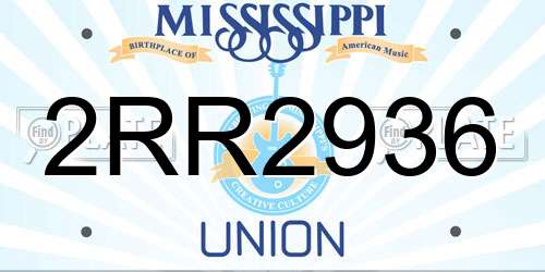 2RR2936 Mississippi License Plate