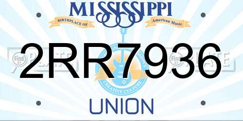 2RR7936 Mississippi License Plate