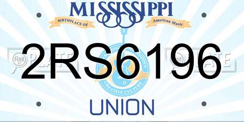 2RS6196 Mississippi License Plate