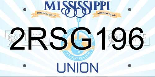 2RSG196 Mississippi License Plate