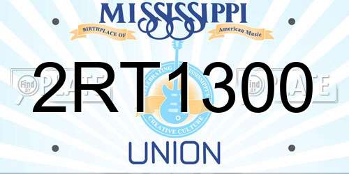 2RT1300 Mississippi License Plate
