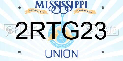 2RTG23 Mississippi License Plate