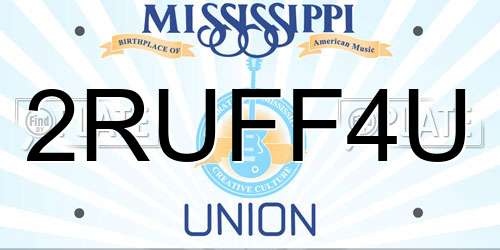 2RUFF4U Mississippi License Plate