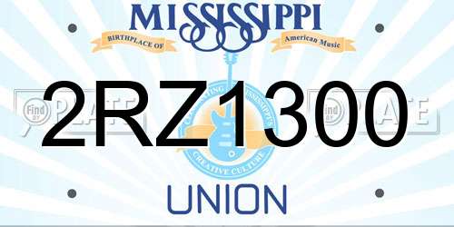 2RZ1300 Mississippi License Plate