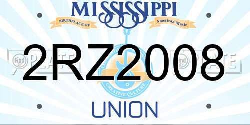 2RZ2008 Mississippi License Plate