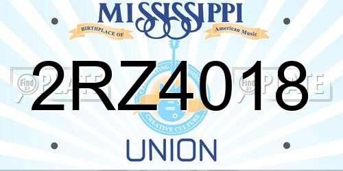 2RZ4018 Mississippi License Plate